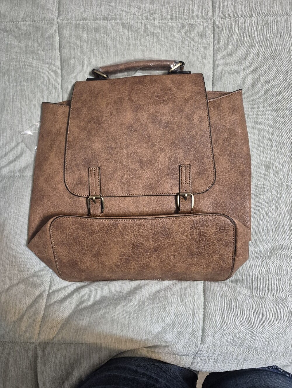 Women's Faux Leather Brown Backpack Handbag